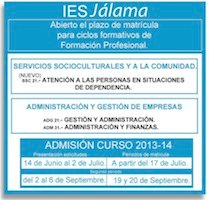 Plazos de matrícula para cursar FP en el IES Jálama