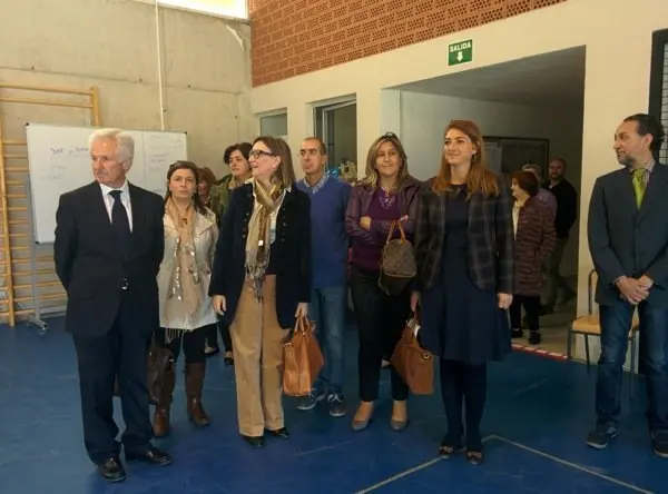 Un momento de la visita en el gimnasio soyano