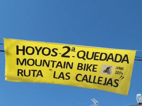 Pancarta II quedada BTT Las Callejas, de Hoyos. CHEMA HERN&Aacute;NDEZ