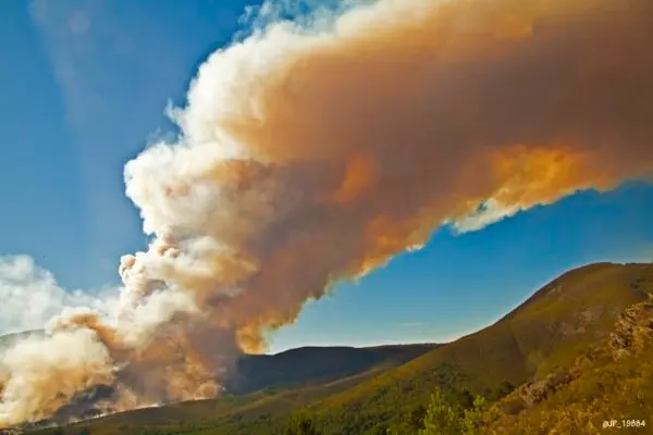 El viento aviva las llamas en el incendio de Acebo. IMAGEN DE JP P&Eacute;REZ para www.sierradegatadigital.es copia
