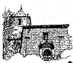 Convento de San Miguel, en San Mart&iacute;n de Trevejo. Dibujo de Agust&iacute;n Flores