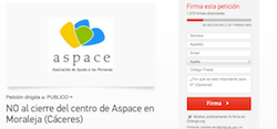 Campa&ntilde;a de ASPACE Moraleja en change.org