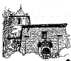 Convento de San Miguel, en San Martín de Trevejo. Dibujo de Agustín Flores
