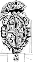 Escudo de Felipe V en Cilleros. (Dibujo de Agustín Flores)