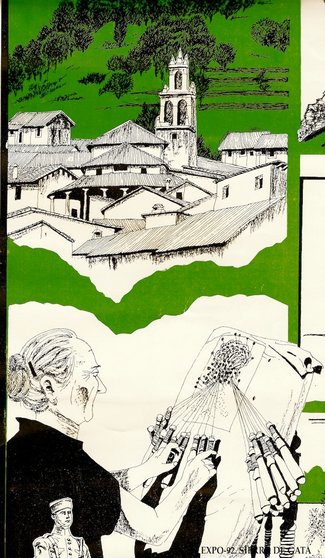 CARTEL PARA LA EXPOSICIOìN UNIVERSAL DE SEVILLA. Edita. Ayuntamientos de la Comarca Sierra de Gata 1992 copy