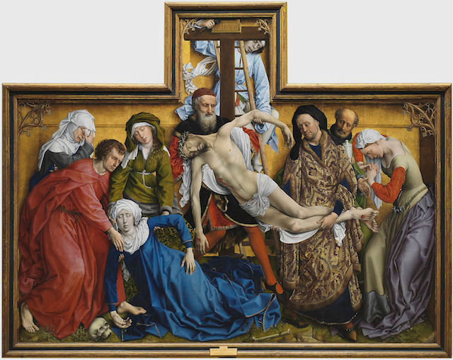 __El Descendimiento__. Roger van der Weyden (1400-1464). Oěleo sobre tabla. Museo del Prado. Madrid. Dominio puěblico