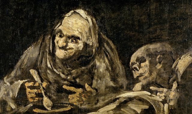 dos viejos comiendo sopa. Cuadro de Francisco de Goya