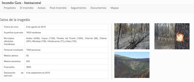 Portal institucional del Incendio de la Sierra de Gata