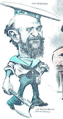 Manuel Tovar (1875-1935). __Silverio Lanza en  Don Quijote__. Caricatura. 11 de abril de 1902 (dominio puìblico)
