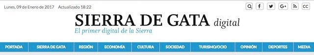 Cabecera del diario online Sierra de Gata Digital, editado por iRCom
