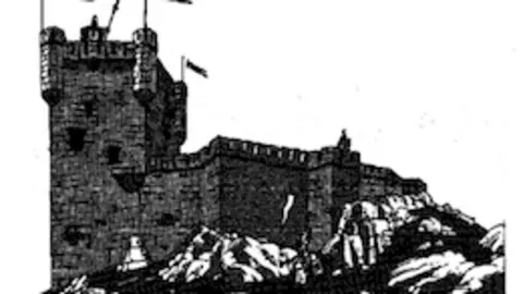 , El castillo de Trevejo en el siglo XV.  Dibujo de Agust&iacute;n Flores.jpg