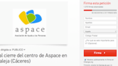 Campa&ntilde;a de ASPACE Moraleja en change.org