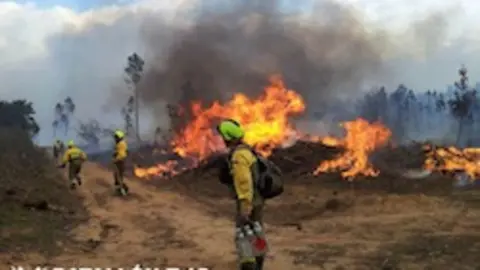 Retenes en el incendio de Torre 24032014