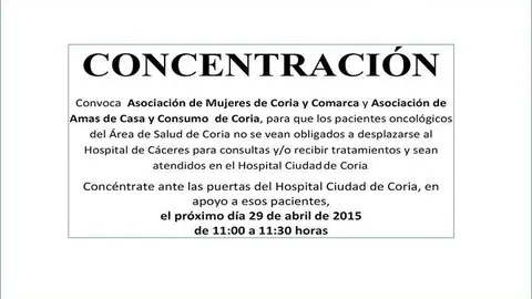 Concentraci&oacute;n por el Servicio de Oncolog&iacute;a en Coria