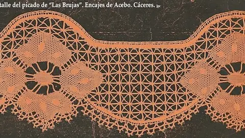 Detalle del picado de Las Brujas. Encajes de Acebo. Ca?ceres