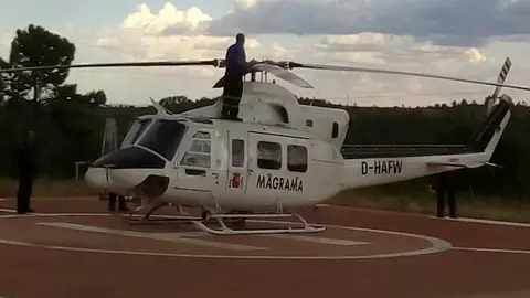 El helic&oacute;ptero de la BRIF alcanzado por un rayo en Acebo en la base de Hoyos CEDIDA
