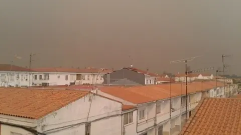 Imagen actual de la visi&oacute;n del incendio desde Moraleja. IMAGEN DE MIGUEL ANGEL para www.sierradegatadigital.es