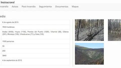Portal institucional del Incendio de la Sierra de Gata