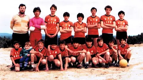 Calderilla y sus alumnos en 1985