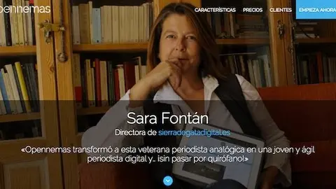 La directora de Sierra de Gata Digital, Sara Fontán, en la página de clientes de Opennemas