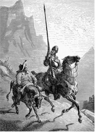 Gustave Dore. “Don Quijote de la Mancha and Sancho Panza”. 1863. Origynally uploaded on Low Saxon Wikipedia (public domain)