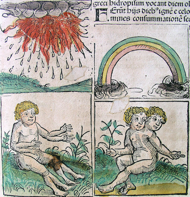 Illustrations from the Nuremberg Chronicle, by Hartmann Schedel (1440-1514). Presagios de ls Croìnicas de Nuremberg. Dominio puìblico